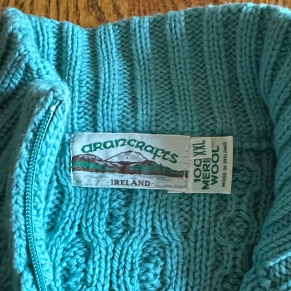 Aran Crafts Teal Cable Knit Women's Sweater - Picture 2 of 3